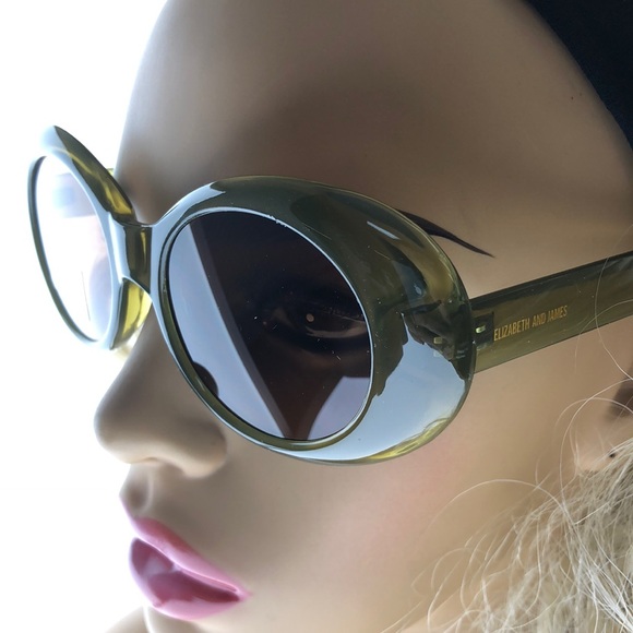 Elizabeth And James Round Green Acrylic Thick Arm Yellow Tint - Picture 8 of 9